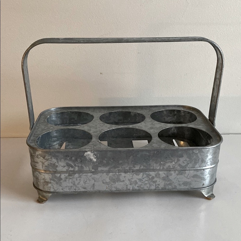 Pottery Barn Galvanized Metal Bottle Holder